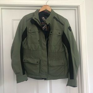 Women’s Triumph Textile Olive Green Motorcycle Jacket. Size Medium.